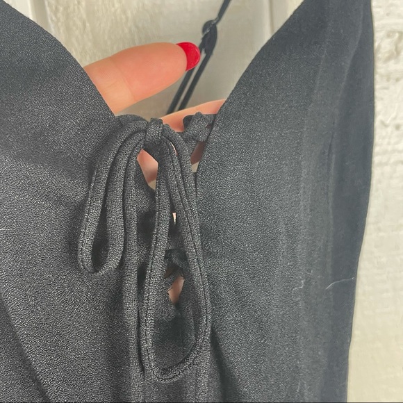 REFORMATION Black Crepe Strappy Mini Cocktail Party Dress Ties Sz 8 - Picture 4 of 9